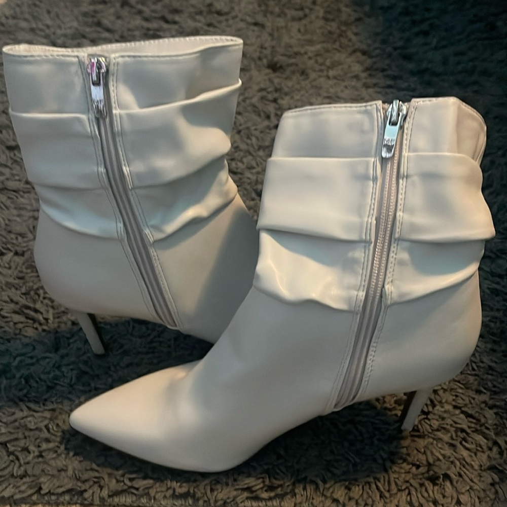 Ivory color ladies ankle boots